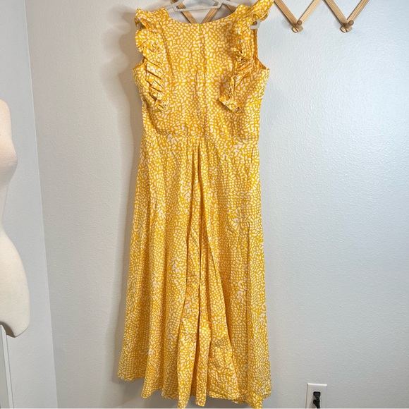 SIKA x Anthropologie Marigold Yellow White Ruffled Sleeve Maxi Dress - Picture 7 of 12